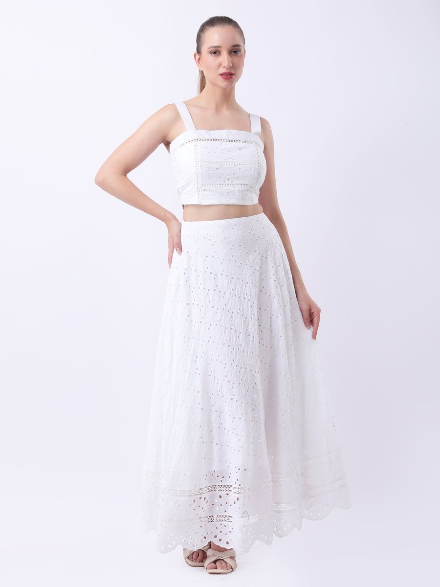 Gaiia Broderie Anglaise Two - Piece Set - White - GAIIA